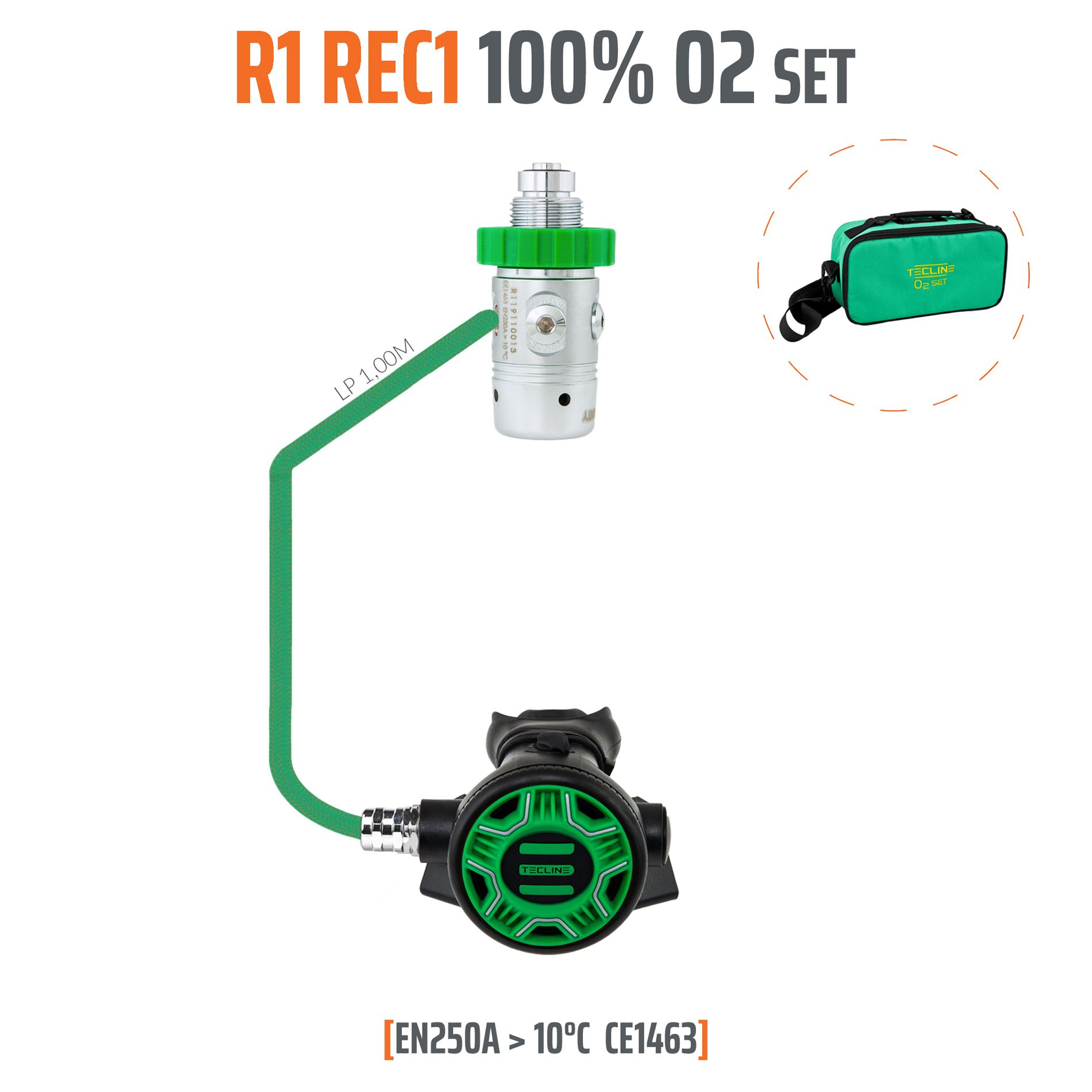 Regulátor R1 REC1 100% O2 M26x2, stage set  - TECLINE