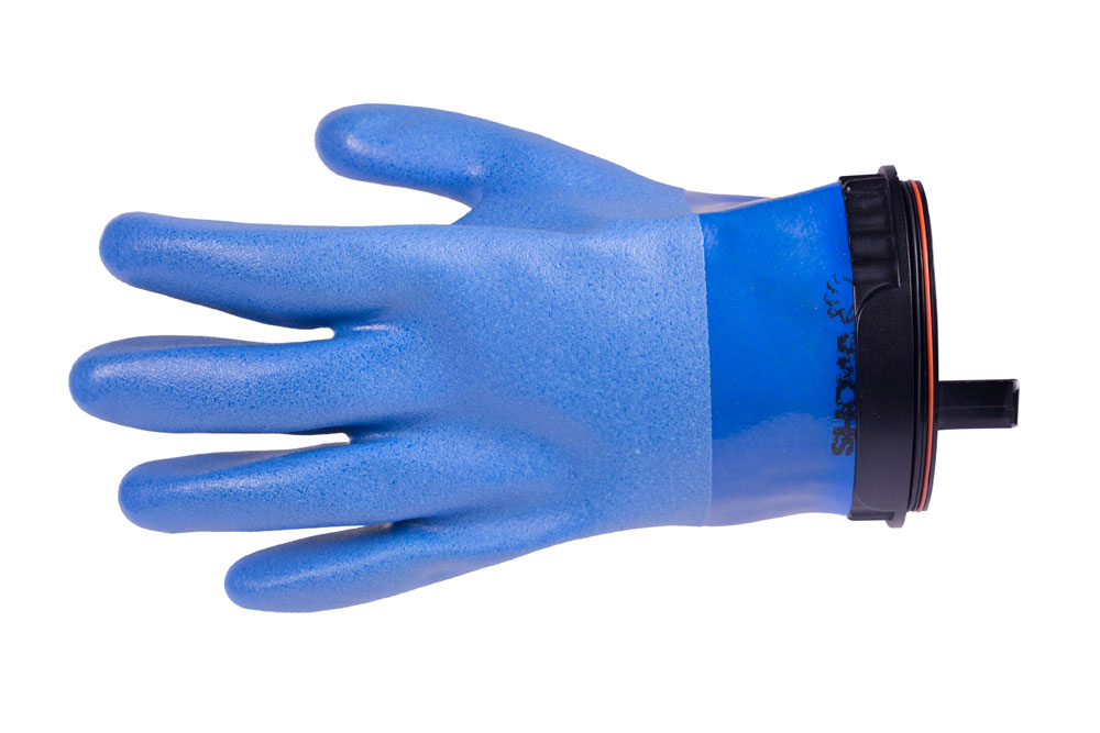 Modré PVC rukavice se predĺženou zápästnou manžetou + podrukavice ukazka pouzitia na antaresoch