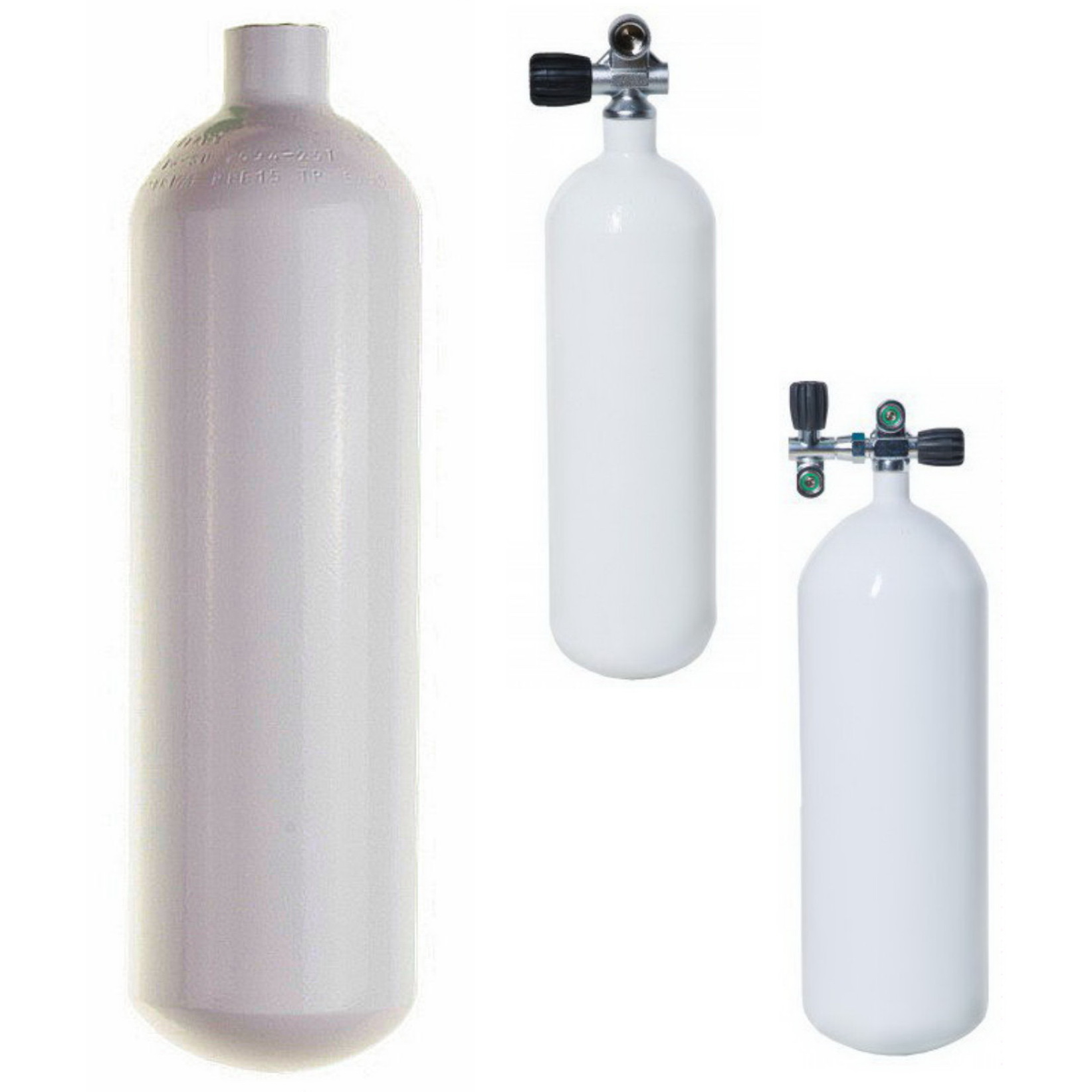 1 l - potápačská fľaša oceľová  - 200 bar, ventil podľa výberu