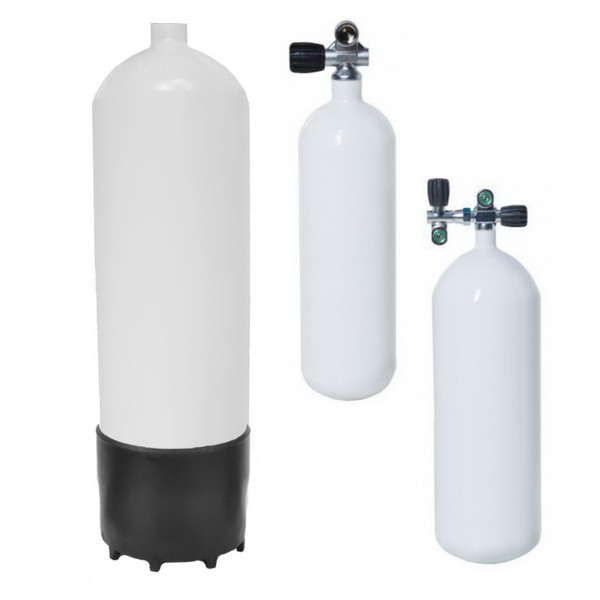 10 l potápačská fľaša oceľová konkávna - 230 bar, 171 mm, ventil podľa výberu