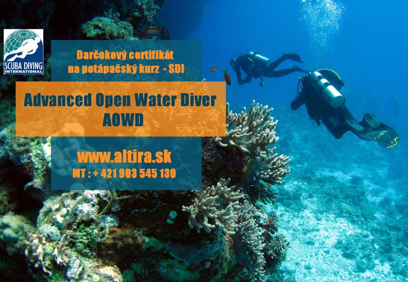 Darčekový certifikát ADVANCED OPEN WATER DIVER